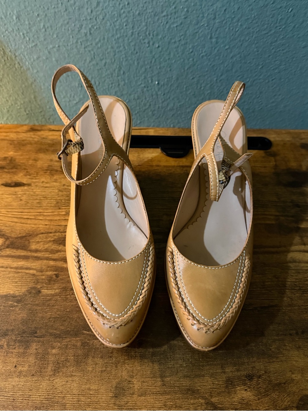Cole Haan Saddle Tan Slingback Platform Loafers - Picture 7 of 9